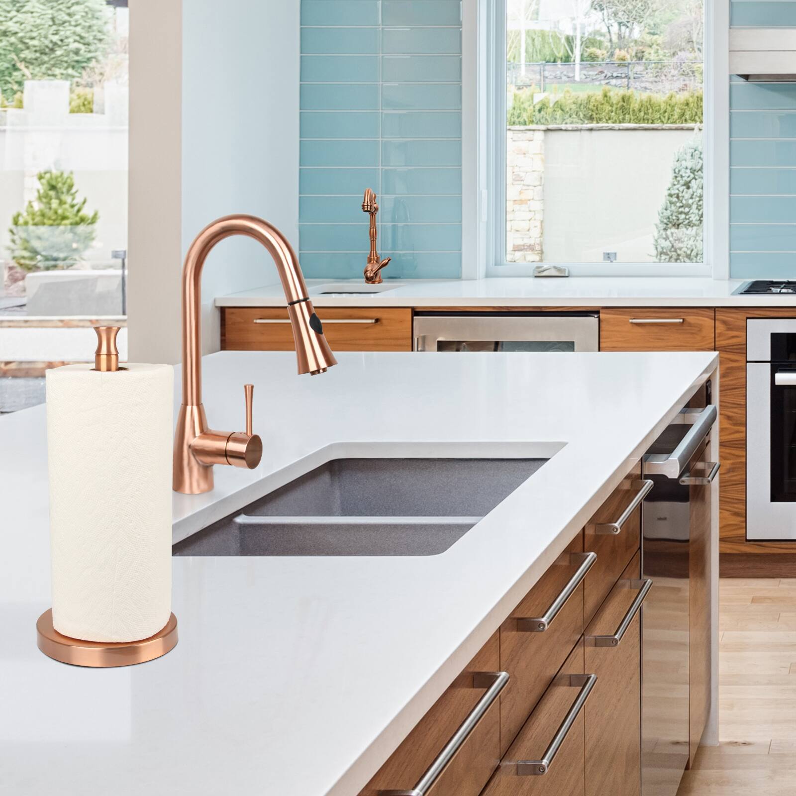 Alt View 4. Akicon - Akicon Paper Towel Holder Stand for Kitchen Countertop and Dining Room Table in Copper - Copper.