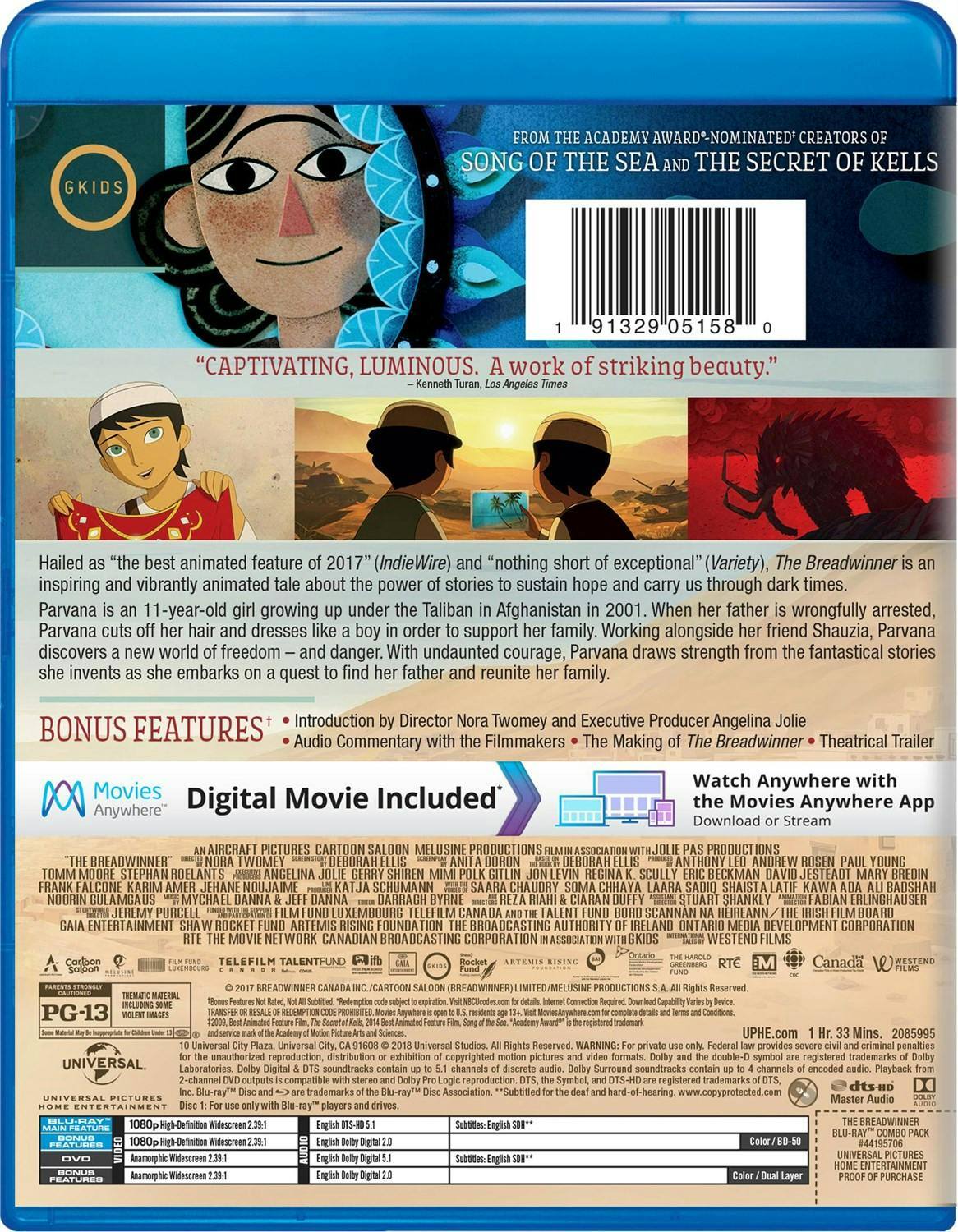 Back. The Breadwinner (DVD + Digital) [Blu-ray].