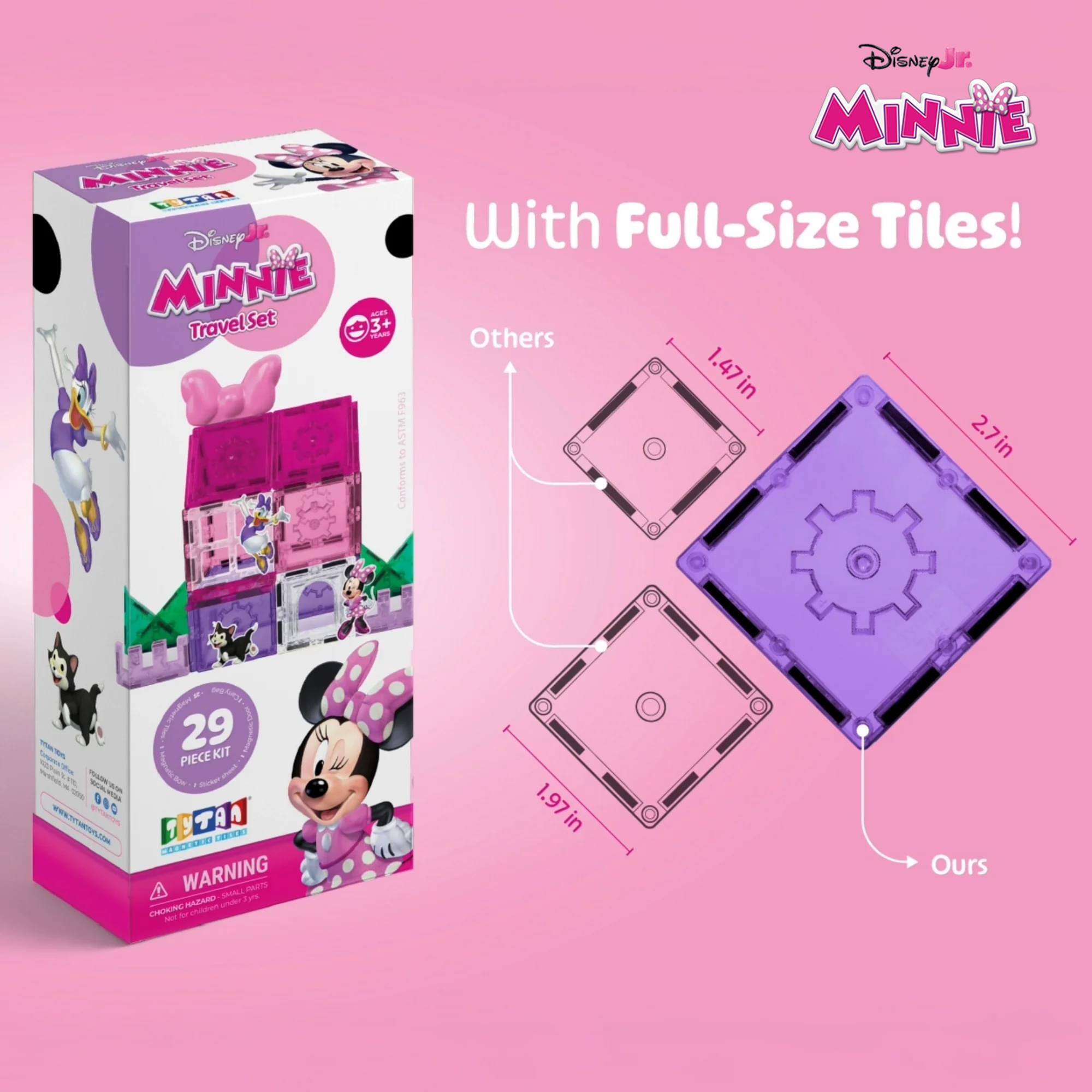 Disney Jr. Minnie Travel Set 3+ TA F963 ASTM Conformities With Full-Size Tiles! 29 PIECE KIT - 1.47in x 2.7in - 900 ! WARNING CHOKING HAZARD - Small parts. Not for children under 3 years.