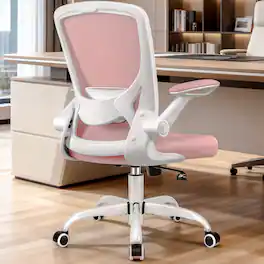KERDOM - Colorful Mesh Ergonomic Office Chair with Adjustable Lumbar Support & Height, Swivel Desk Chair with Flip-up Arms, Tilt - Pink