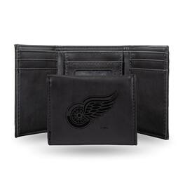 Rico Industries - Detroit Red Wings NHL Laser Engraved Black Trifold Wallet - Multi