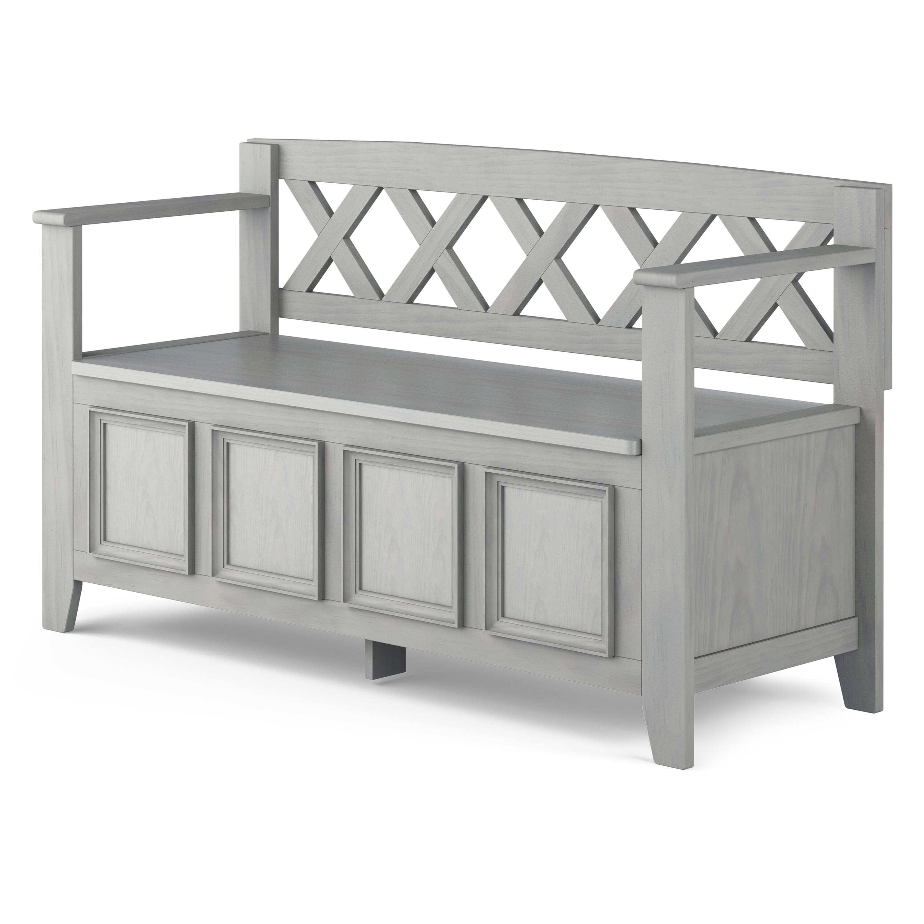 Angle. Simpli Home - Amherst Entryway Storage Bench - Fog Grey.