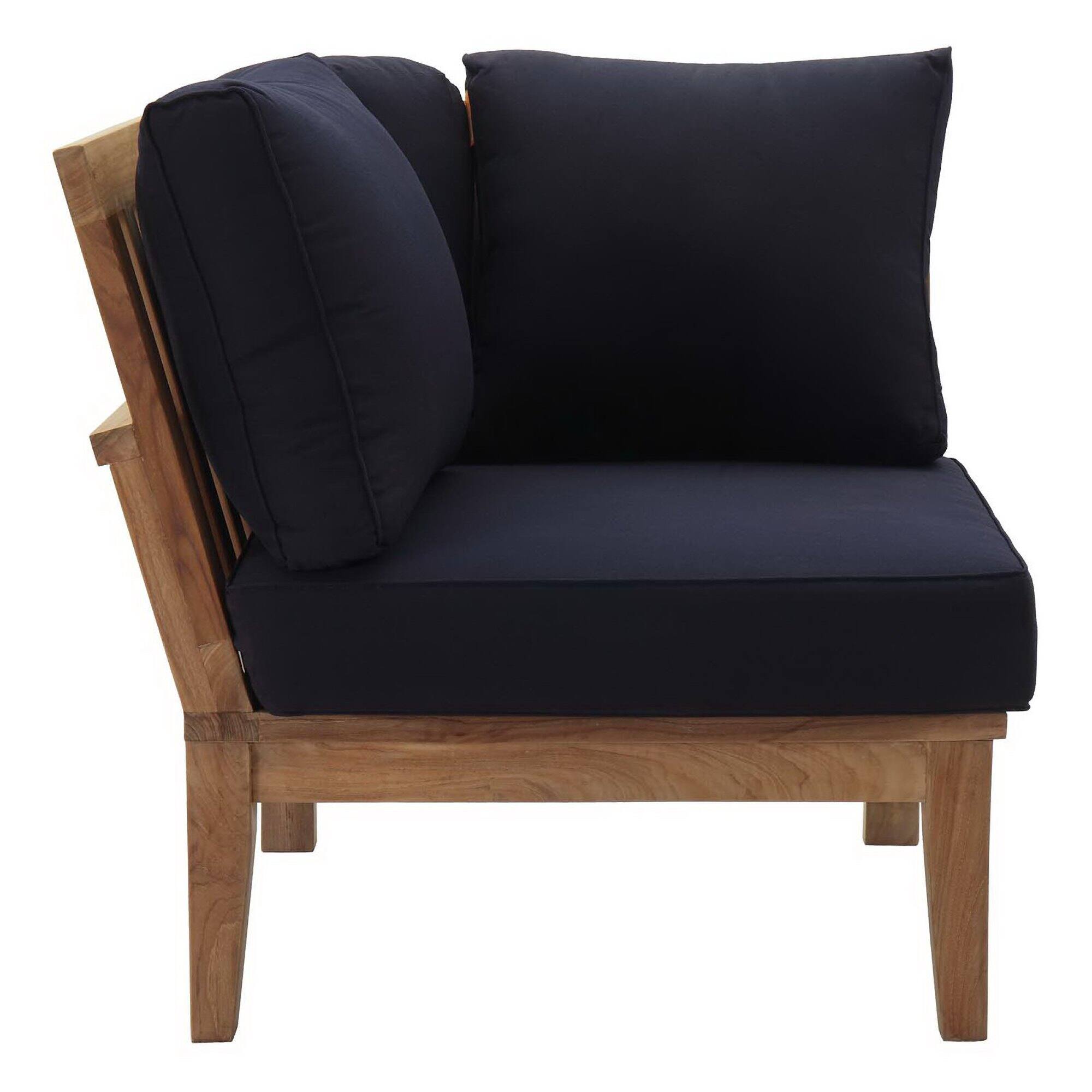 Left. Modway - Marina Outdoor Patio Teak Corner Sofa by Modway - Natural Navy.