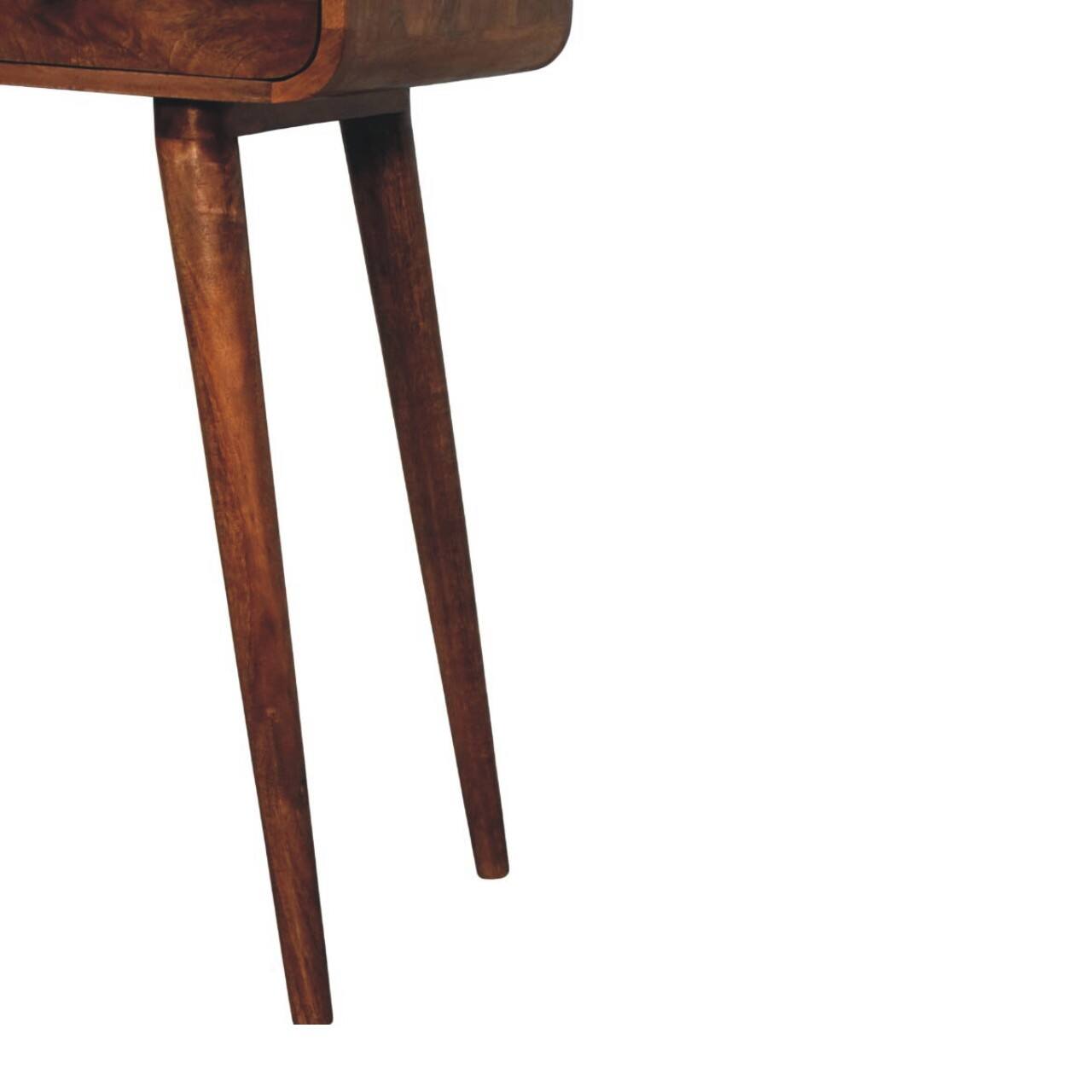 Alt View 4. Artisan Furniture - Artisan Furniture Solid Wood Curved Two Drawer Console Table, Brown - Brown.