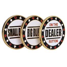 GSE Games & Sports Expert - 1.5" Metal Small Blind, Big Blind, Dealer Puck Buttons - Set of 3 Poker Dealer Button Set