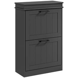 HTUTWOO - Shoe Cabinet,with 2 Flip Drawers & Adjustable Shelves for 10 Pairs,for Narrow Hallway,Apartment,Small Space Living - Black