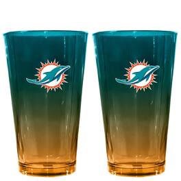 The Memory Company - Miami Dolphins Two-Pack 16oz. Ombre Pint Glass Set - Multicolor