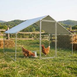 Loheer - Spacious 9.84 ft Outdoor Metal Chicken Coop Run