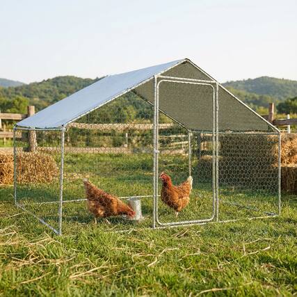 Front. Loheer - Spacious 9.84 ft Outdoor Metal Chicken Coop Run.