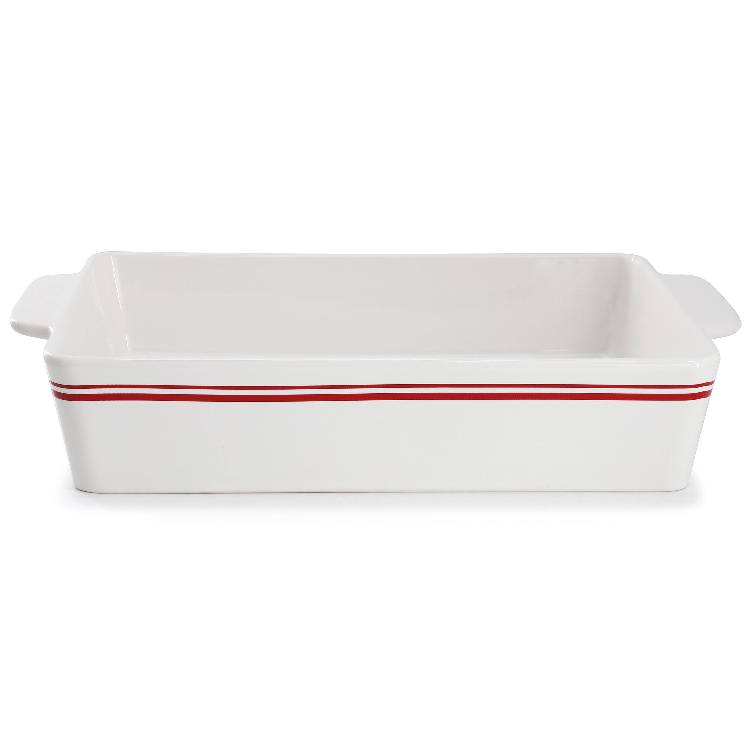 Alt View 1. Sur La Table - Sur La Table Le Marais 13 Inch Stoneware Rectangular Baker in White and Brick - White and Brick.