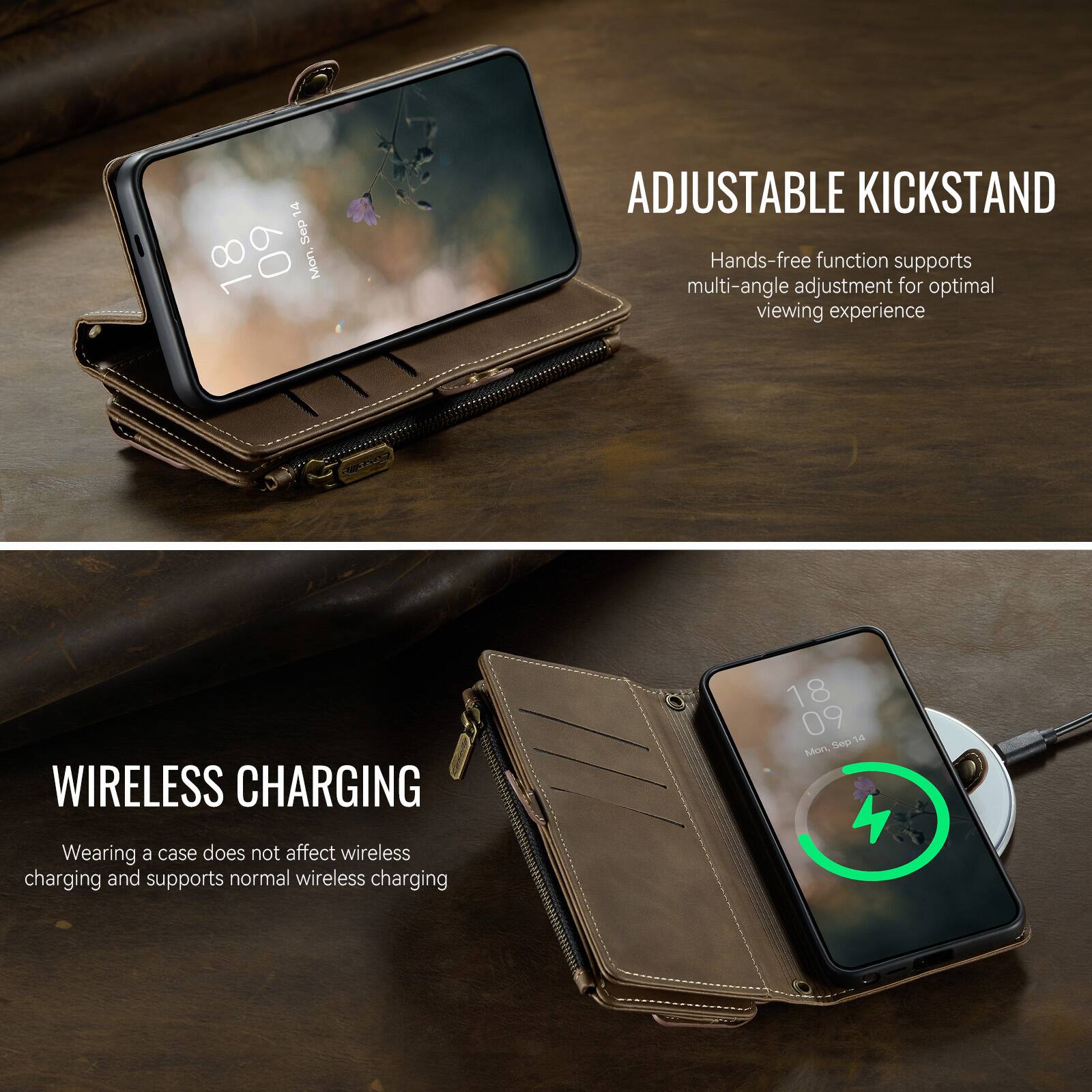 14 Sep 18 09 Mon 1

ADJUSTABLE KICKSTAND
Hands-free function supports multi-angle adjustment for optimal viewing experience

WIRELESS CHARGING
Wearing a case does not affect wireless charging and supports normal wireless charging

18 09 5 Mon, Sep 4