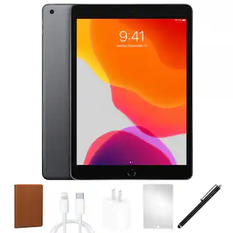 Apple - Refurbished Excellent - Bundle - 10.2-inch iPad 7th Generation (2019) Wi-Fi Only 32GB + Case + Screen Protector + Stylus Pen - Space Gray
