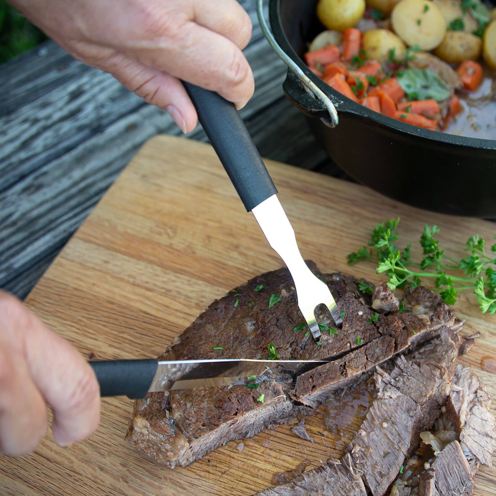 Alt View 6. Rada - Cutlery 5.125-Inch Carving Fork, Black Handle - Black.