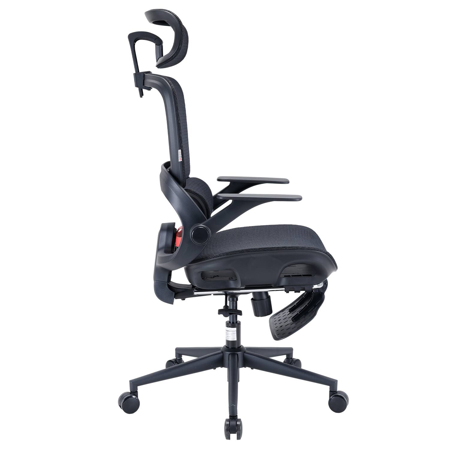 Left. SIHOO - B100 Ergonomic Office Chair with Footrest, Mesh Office Chair with Adaptive Dynamic Lumbar, Flip-up Arm, Dual-Back, 300lb - Black.