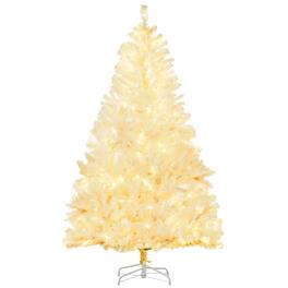 Homcom - Tall Prelit Artificial Christmas Tree Holiday Décor with 638 Branches, 220 Warm LED Lights, Auto Open - White