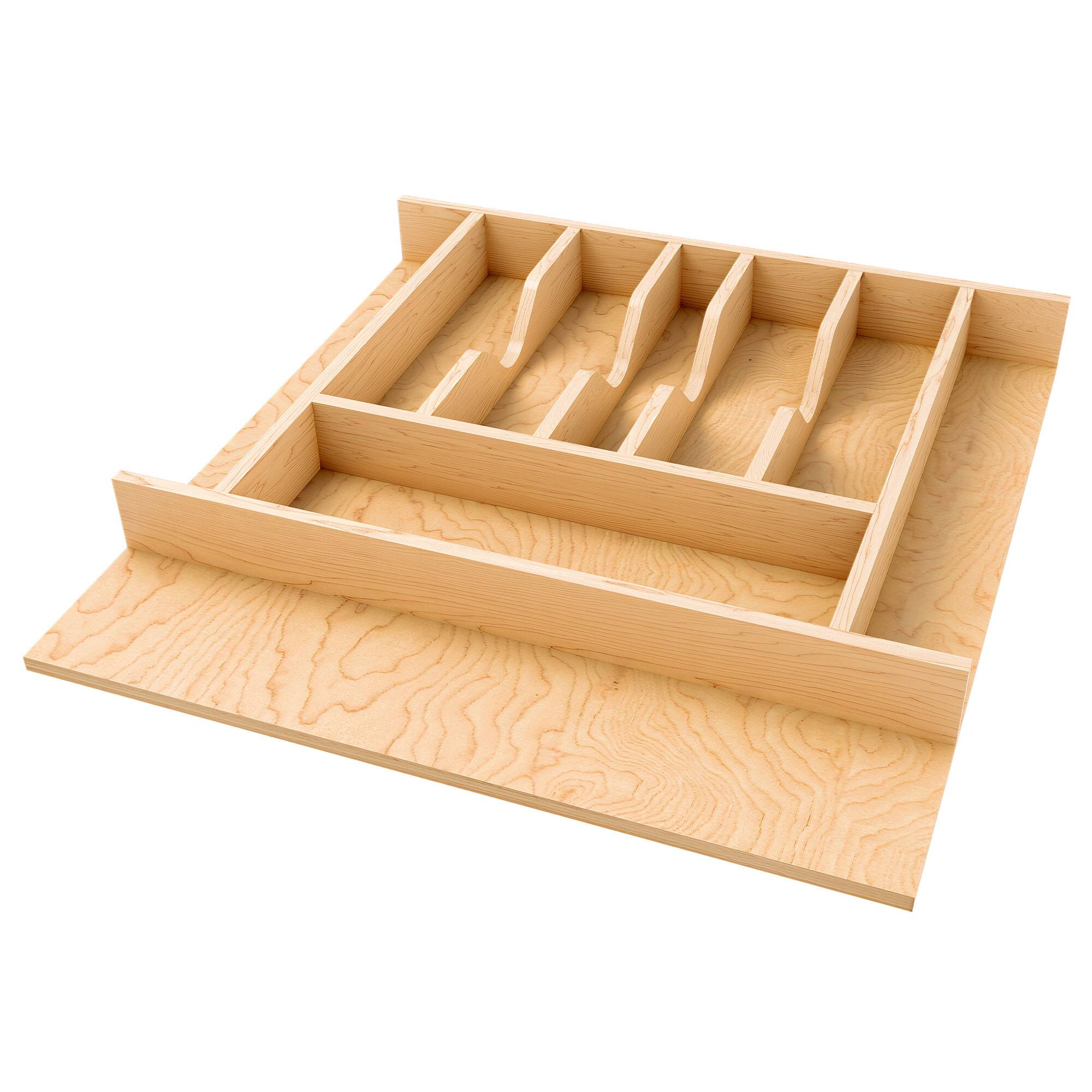 Front. Rev-A-Shelf - Rev-A-Shelf Natural Maple Right Size Utensil Drawer Insert, 19 1/4" x 19 1/2" - Light Brown.