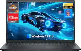 Dell - Inspiron 15 Touch Screen Bunsiness-Student Laptop, 15.6" FHD Display, 8-Core AMD Ryzen 7 7730, 64GB RAM 1TB SSD - Black