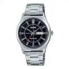Casio - Men’s Day Date Analog Watch with Black Dial - MTP-V006D-1CUDF - Silver