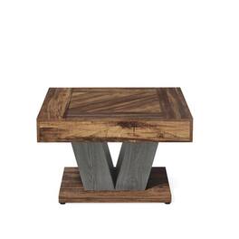 SlickBlue - Square Farmhouse Coffee Table with Wood Finish for Living Room - Brown