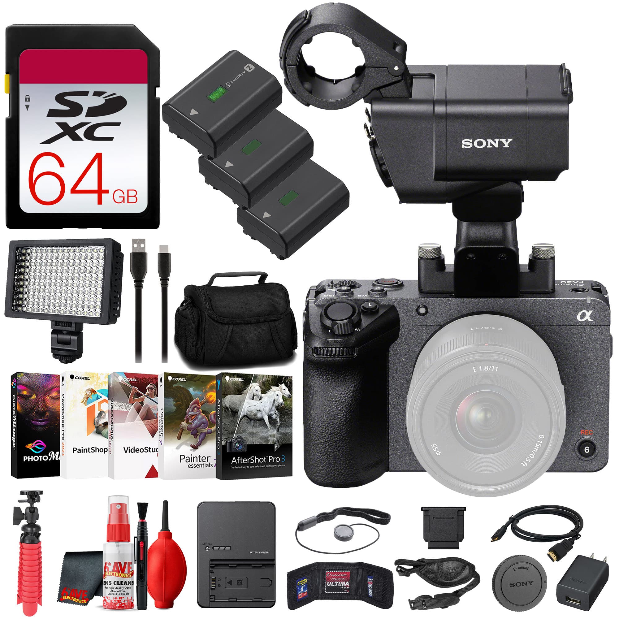 Sony - FX30 Digital Cinema Camera with XLR Handle Unit + 64GB SF-G Tough Card + More