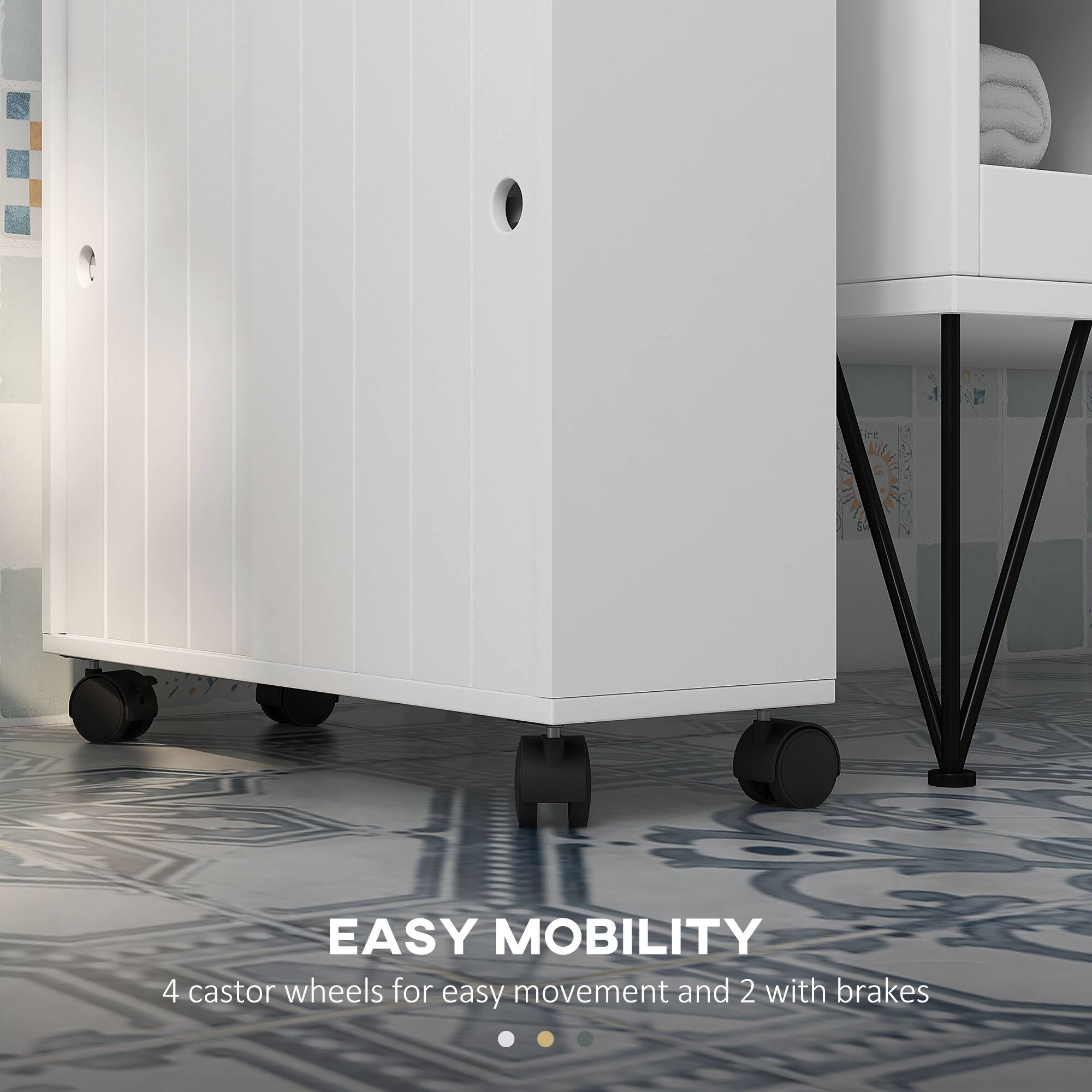 EASY MOBILITY  
4 castor wheels for easy movement and 2 with brakes