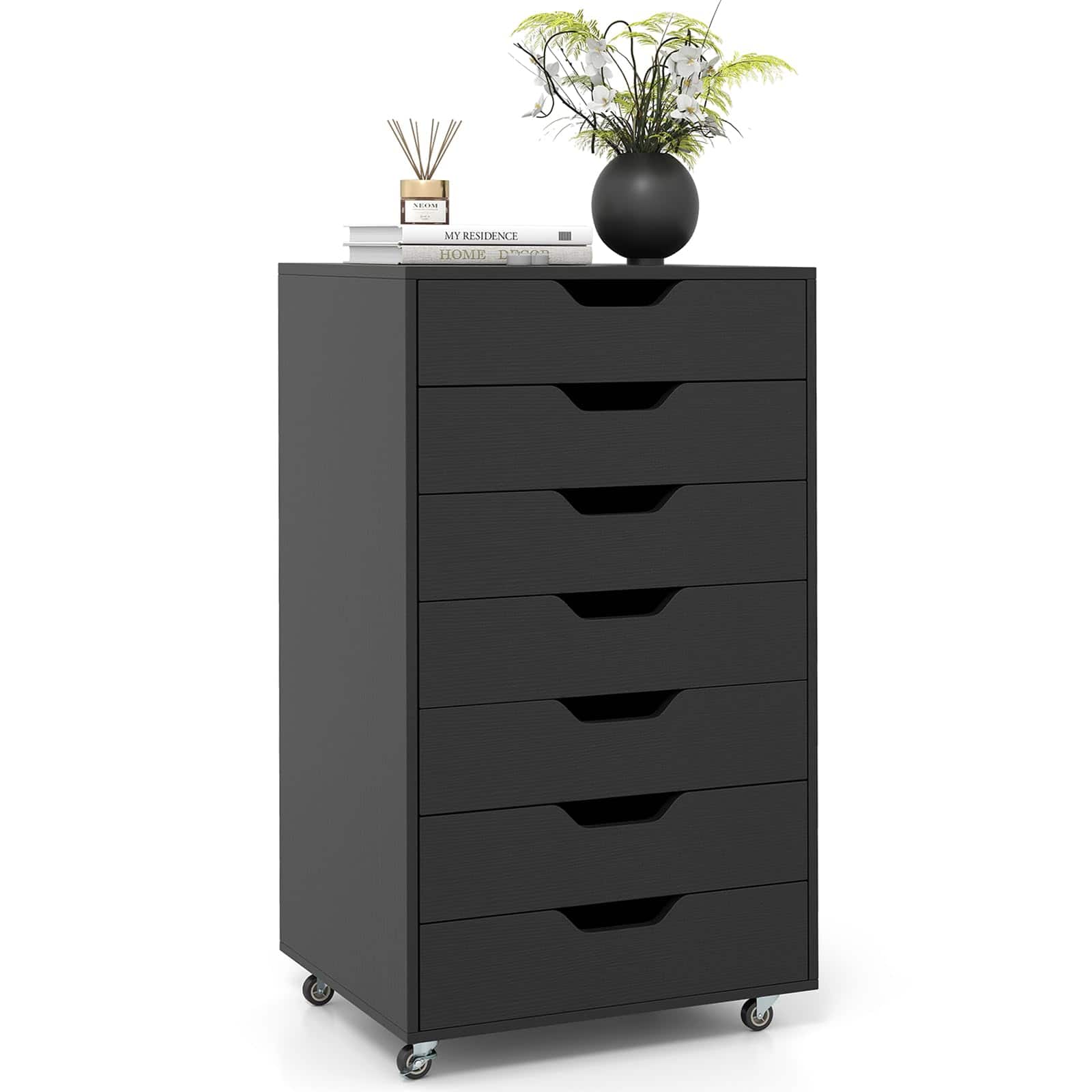 Ecooso - 7-Drawer Mobile Lateral Filing Organizer with Wheels, Office Storage Cabinet