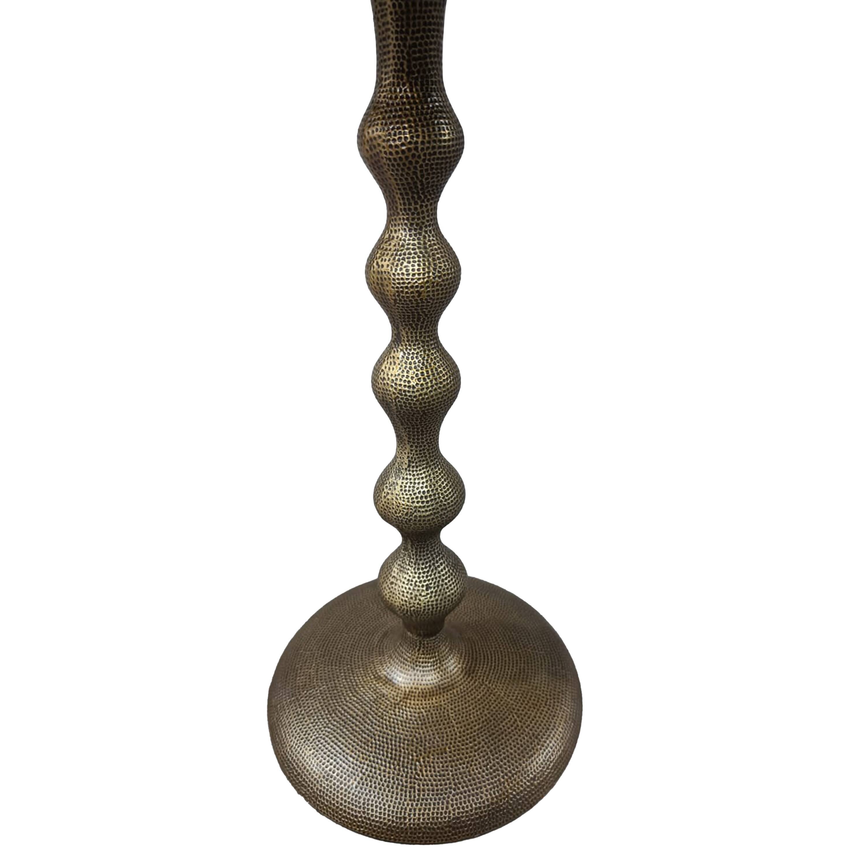 Alt View 1. Manhattan Lane - Shae 22 Inch Round Side End Table - Antique Brass Cast Aluminum with Hammered Texture For Small Places - Brass.