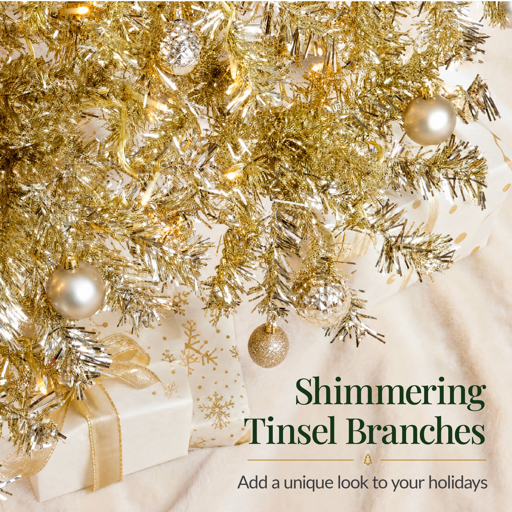 Shimmering Tinsel Branches  
Add a unique look to your holidays