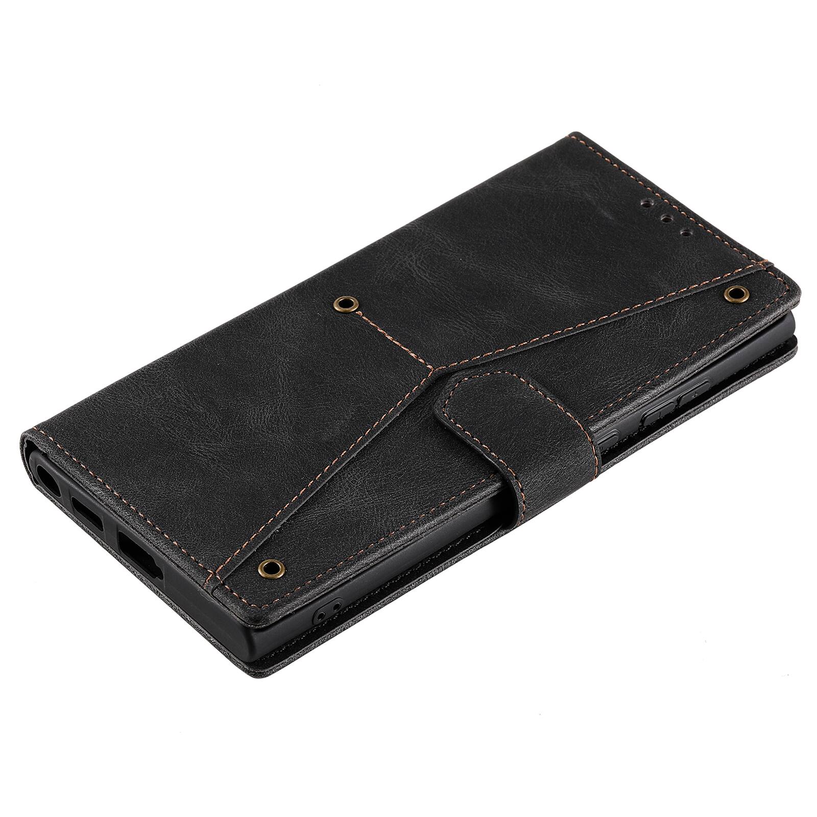 Alt View 1. Dteck - Wallet Case for Samsung Galaxy S24 Ultra,Vintage PU Leather Flip Card Holder Kickstand Magnetic Closure Phone Cover - Black.