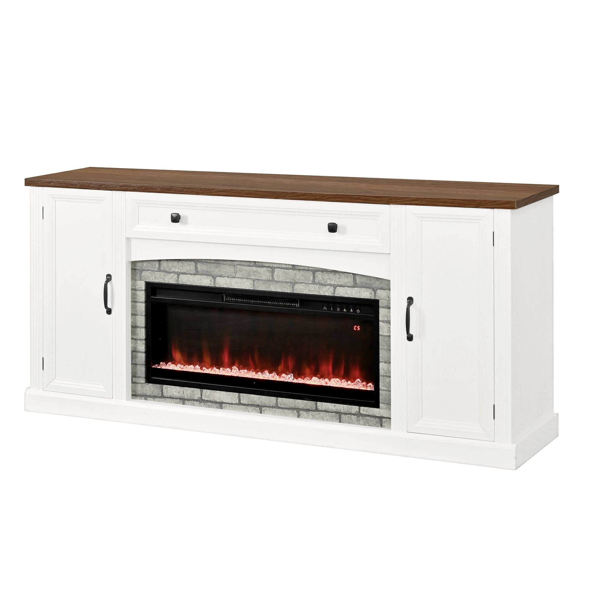 Alt View 1. Whisen - 70-Inch Electric Fireplace TV Stand,Media Console with Mantel, Storage Drawer & Adjustable Shelves - White.