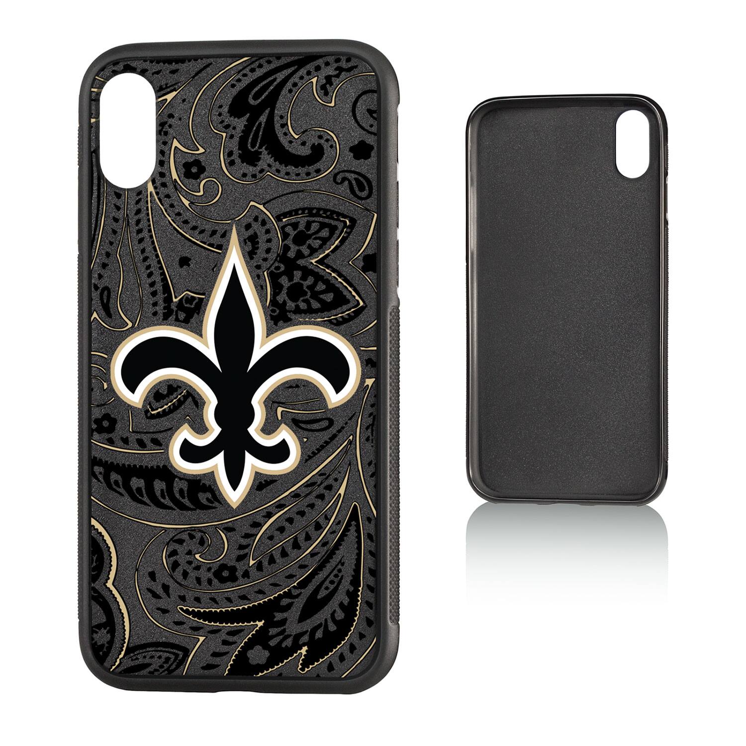 Alt View 2. Keyscaper - New Orleans Saints iPhone Paisley Design Bump Case - 14 Pro - Multicolor.