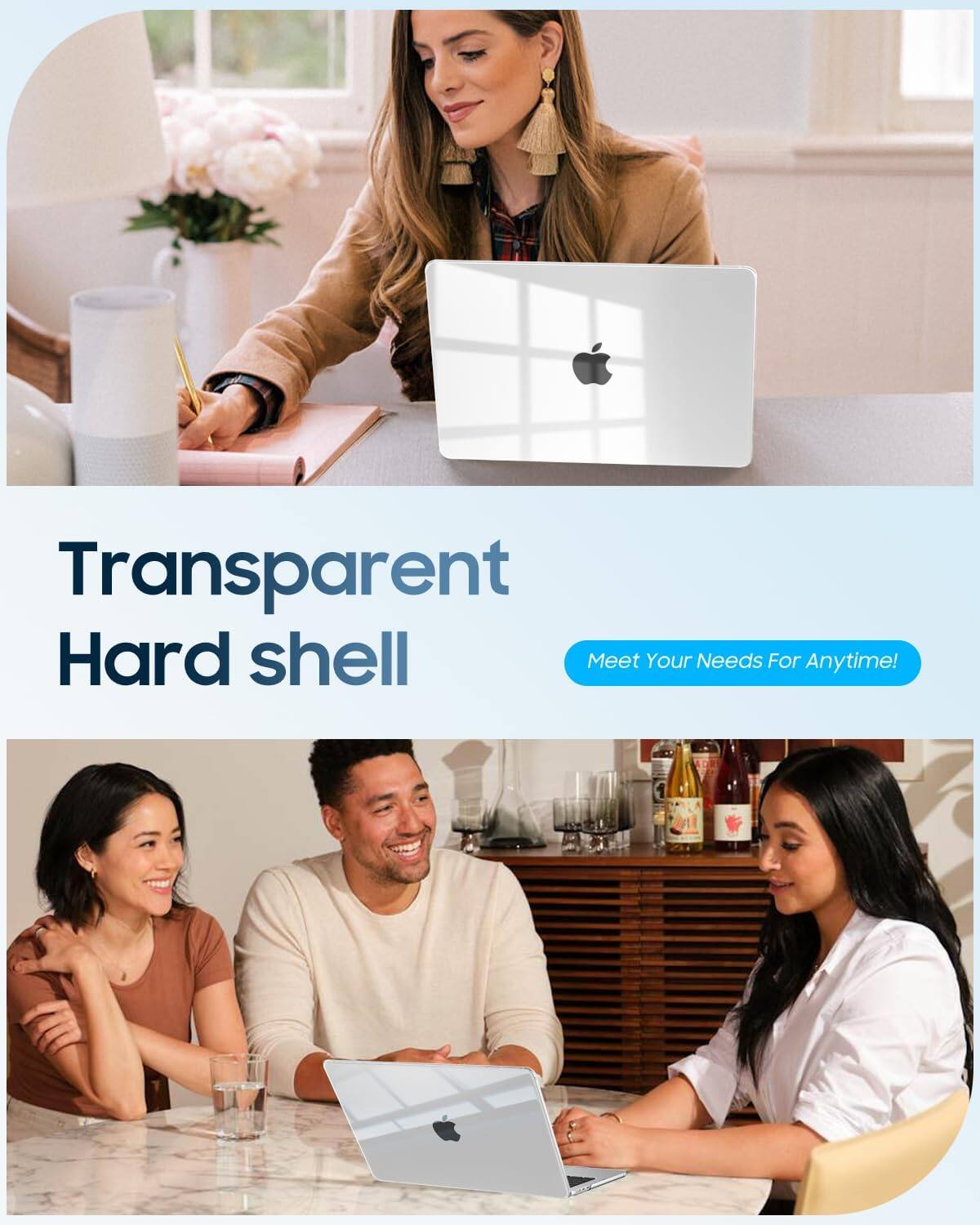 Transparent Hard shell  
Meet Your Needs For Anytime!