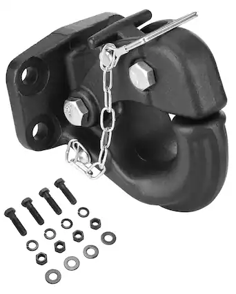 Front. VEVOR - Pintle Hook, 30000 lbs Towing Capacity, Trailer Hitches Receiver Hook Fits for 2.5 to 3-inch Lunette Ring - Black.