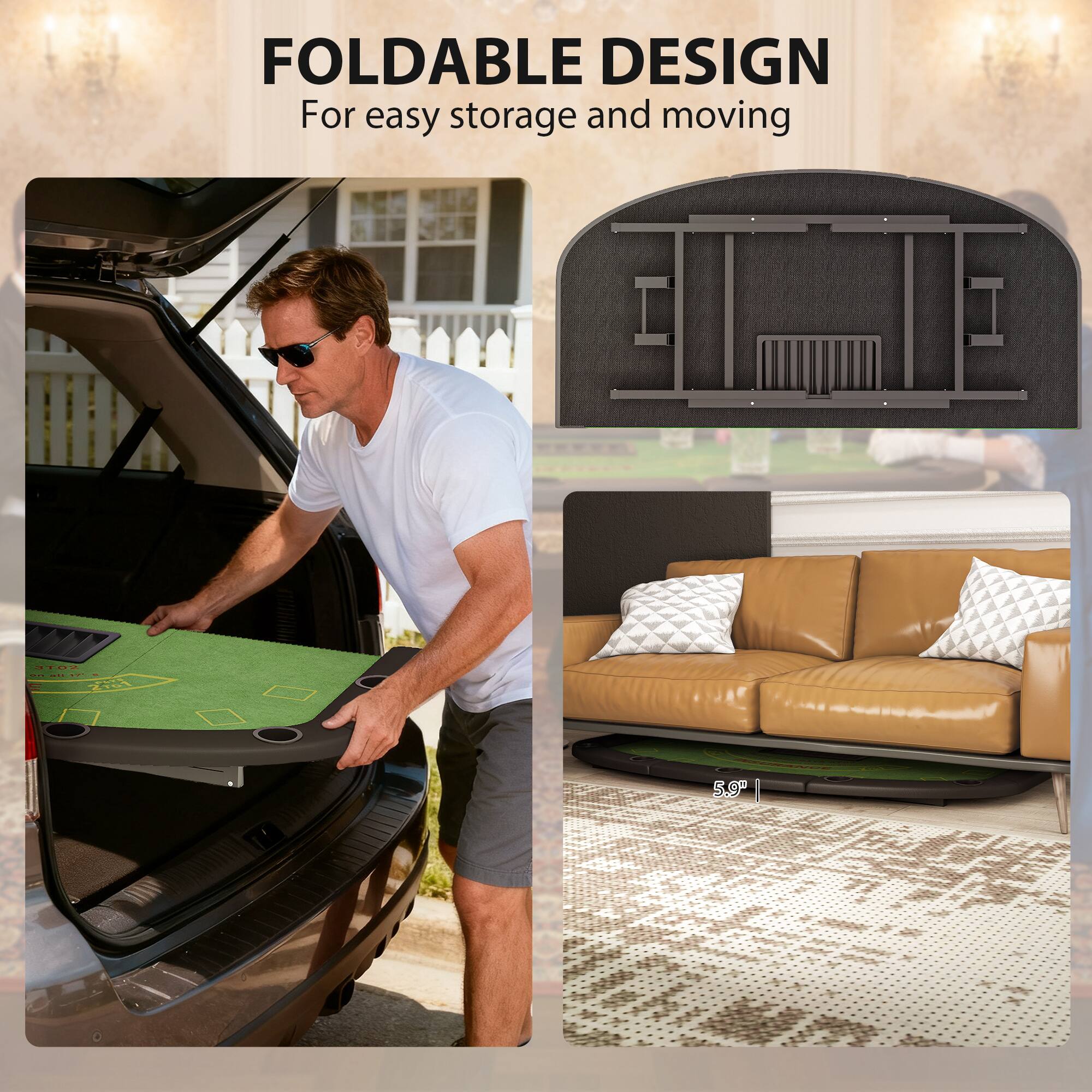 Soozier Poker Table Foldable, 72