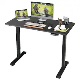 Pefilos - Electric Height Adjustable Standing Desk with Memory Controller, Small Home Computer Desk Study Writing Table - Black