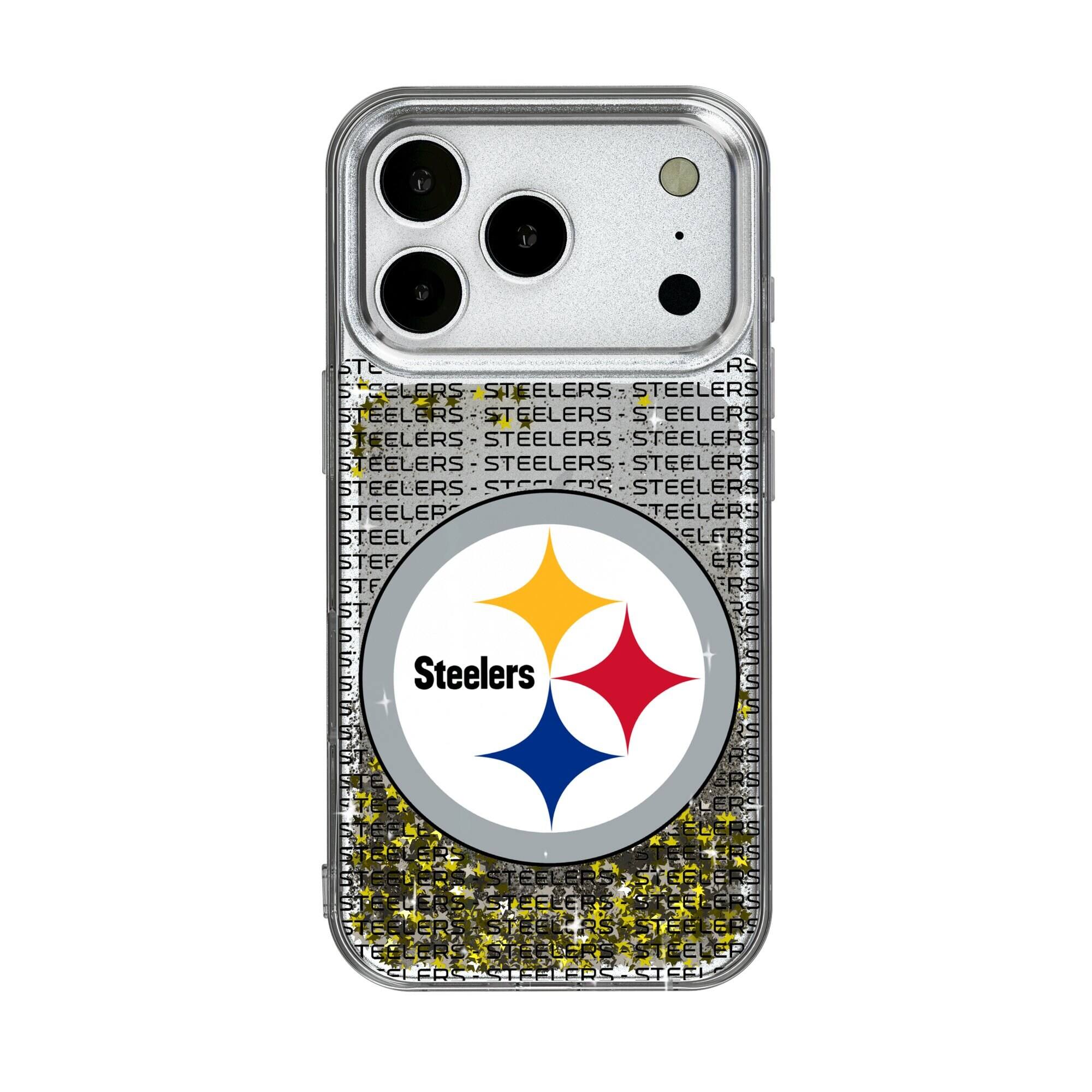 Keyscaper - NFL - Pittsburgh Steelers iPhone Text Backdrop Design Glitter Case - 14 - Multicolor