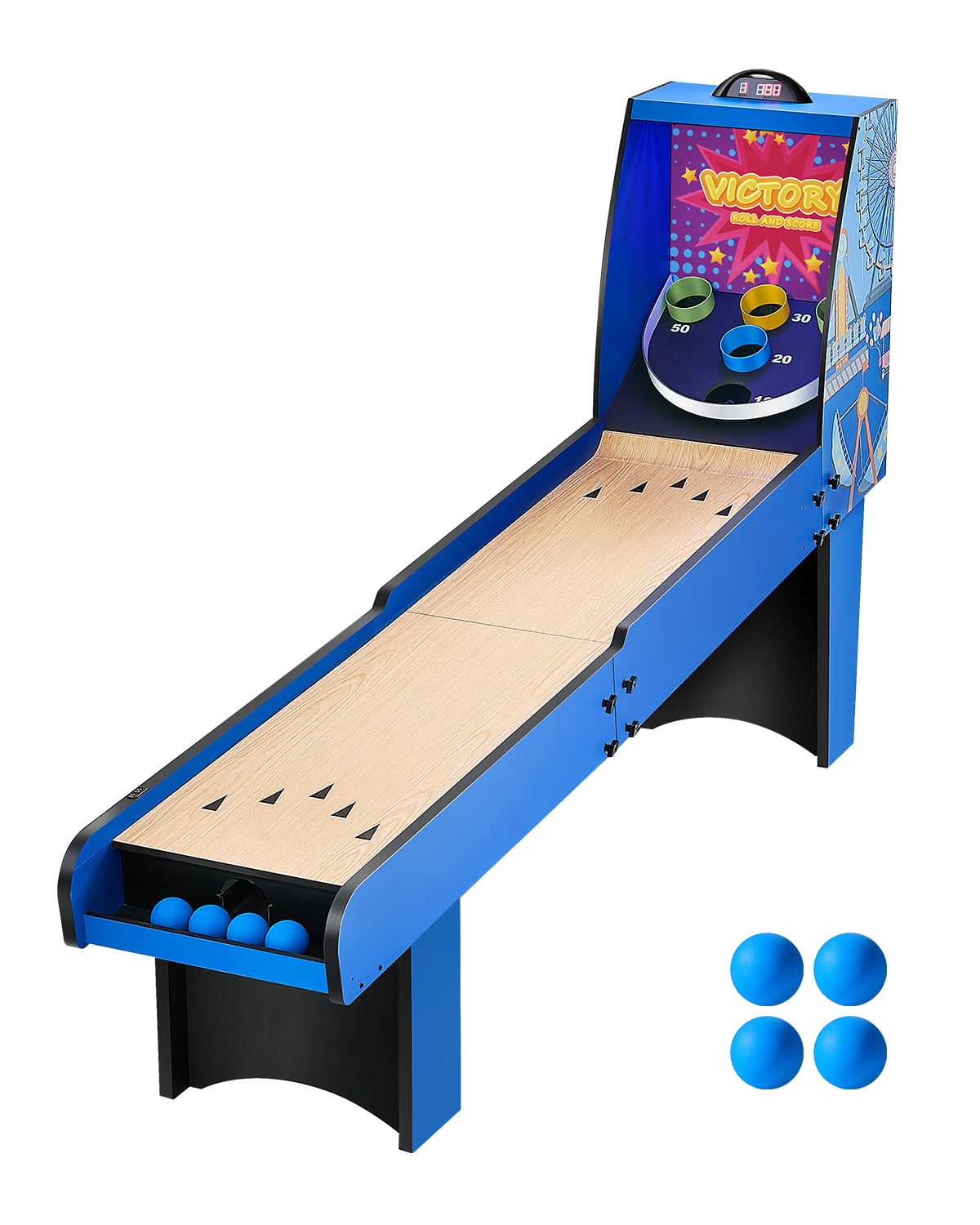 VEVOR - 8' Roll and Score Classic Arcade Game Table, Arcade Machine Indoor with Electronic Scorer - Blue