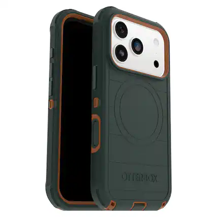 Front. OtterBox - Defender Series Pro Hard Shell for Apple iPhone 17 Pro - Green.