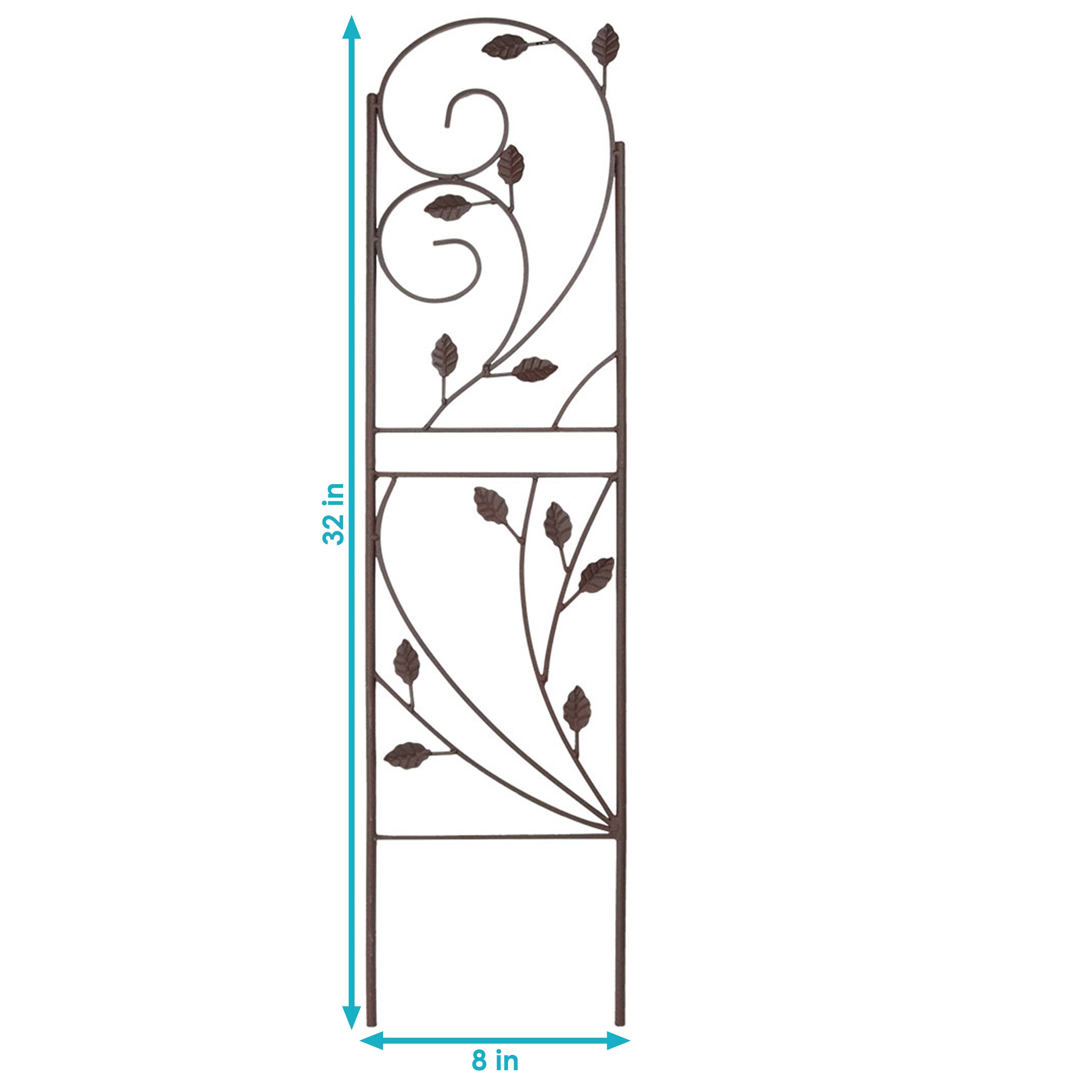 Alt View 2. Sunnydaze - 32 in Steel Wire Swirl Leaf Garden Plant Trellis - Set of 2 - Brown.