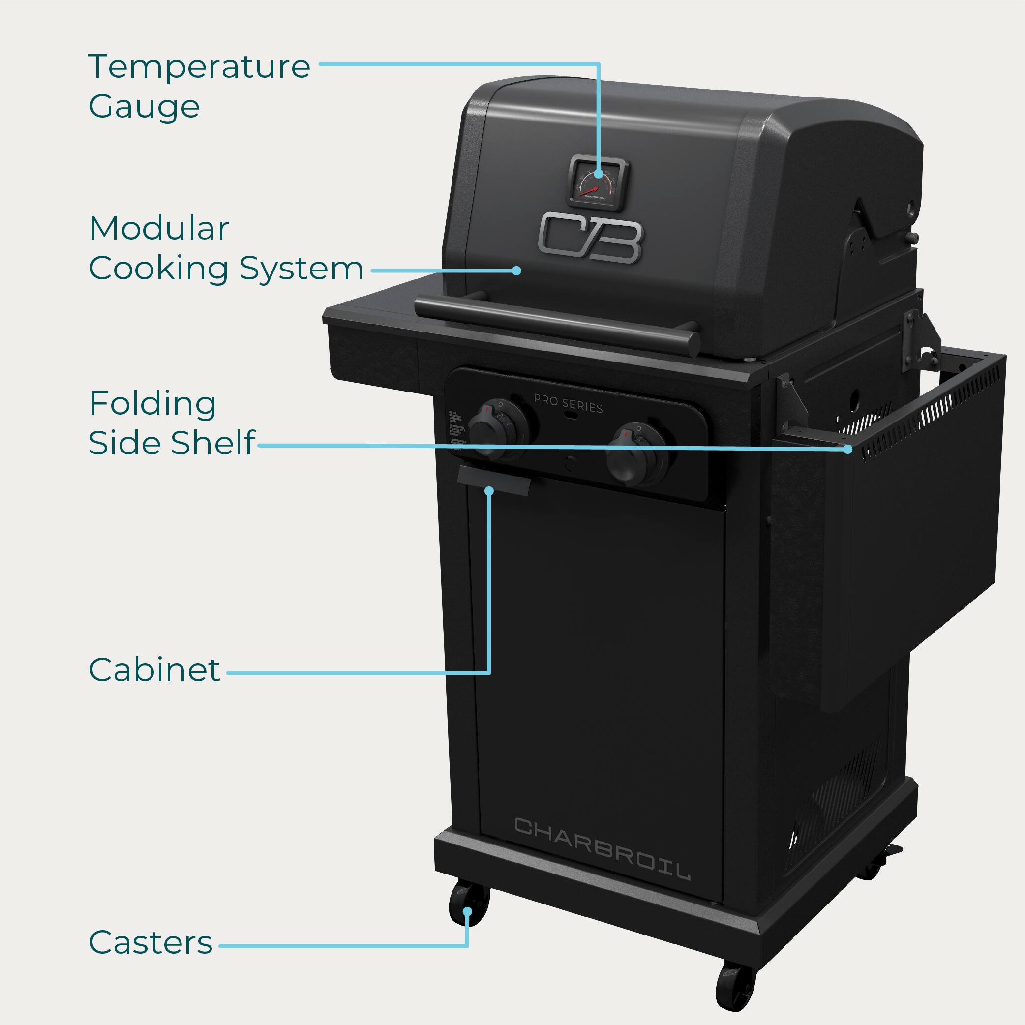 Alt View 25. Charbroil - Pro Series with Amplifire Infrared Technology 2-Burner Propane Gas Grill Cabinet, 463676724 - Black.
