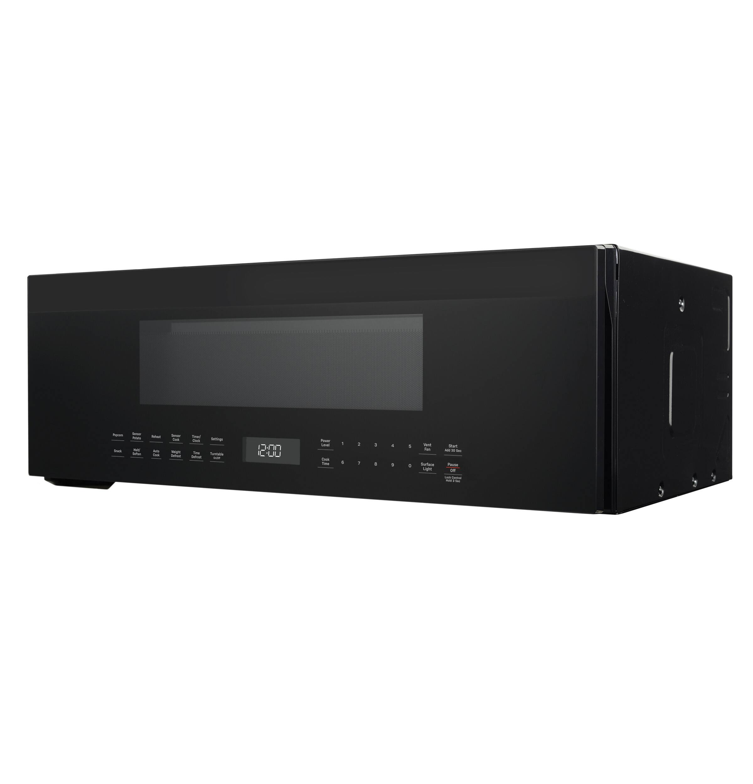 Left. GE Profile - 1.2 Cu. Ft. Over-The-Range Microwave with Sensor Cooking and Low Profile Design - Black.