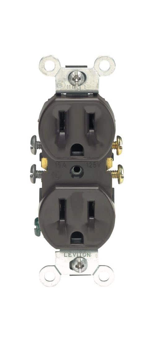 Leviton - S00-05320-00S Straight Blade Duplex Receptacle 125 V 15 A 2-Pole 3-Wire - Brown