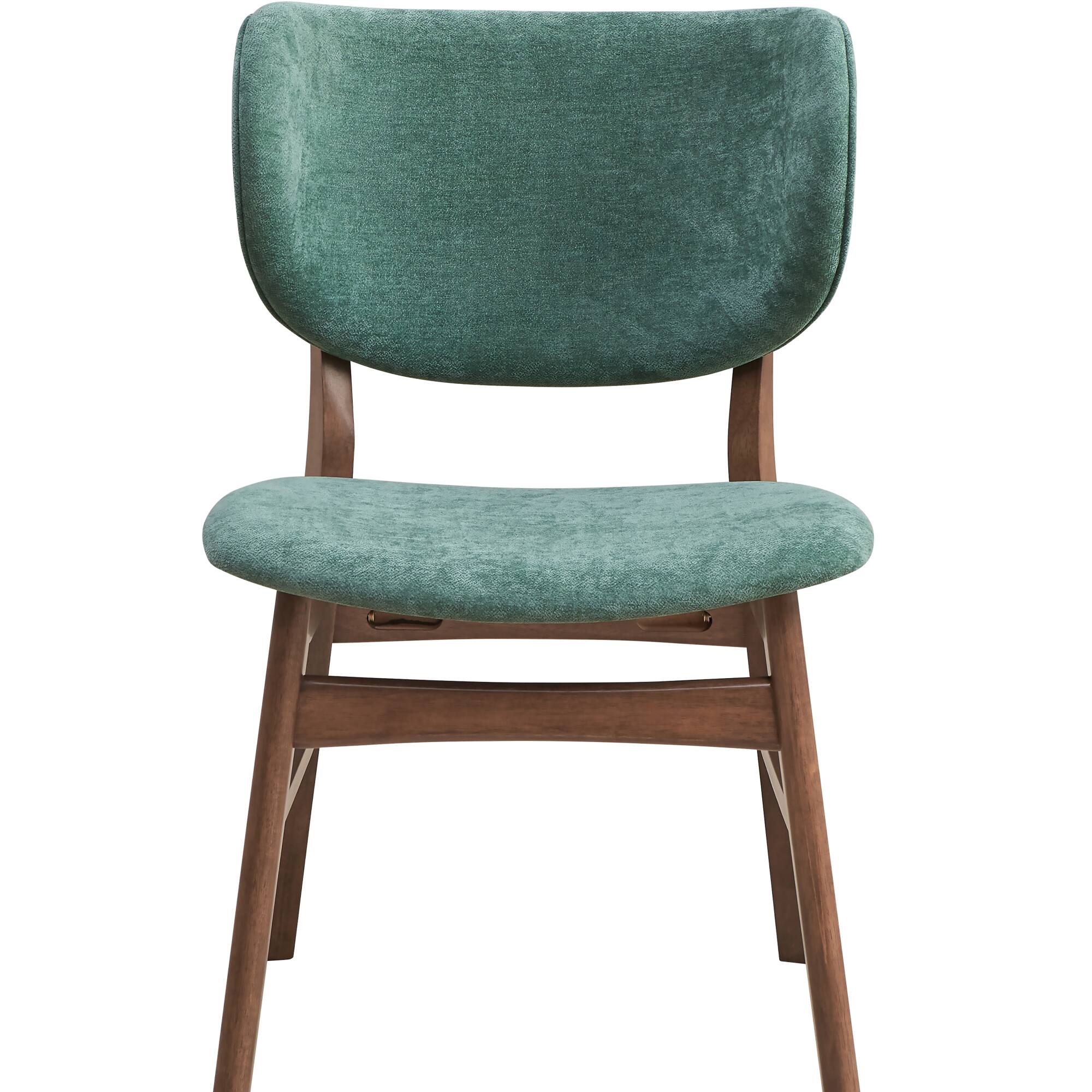 Alt View 2. GOODSILO - Elegant Fabric and Walnut Finish Side Chair for Comfortable Seating, Set of 2 - Green+Oak.