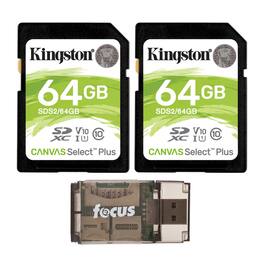 Kingston - 64GB SDHC Canvas Select Plus Memory Card (2-Pack) w/ Card Reader Bundle