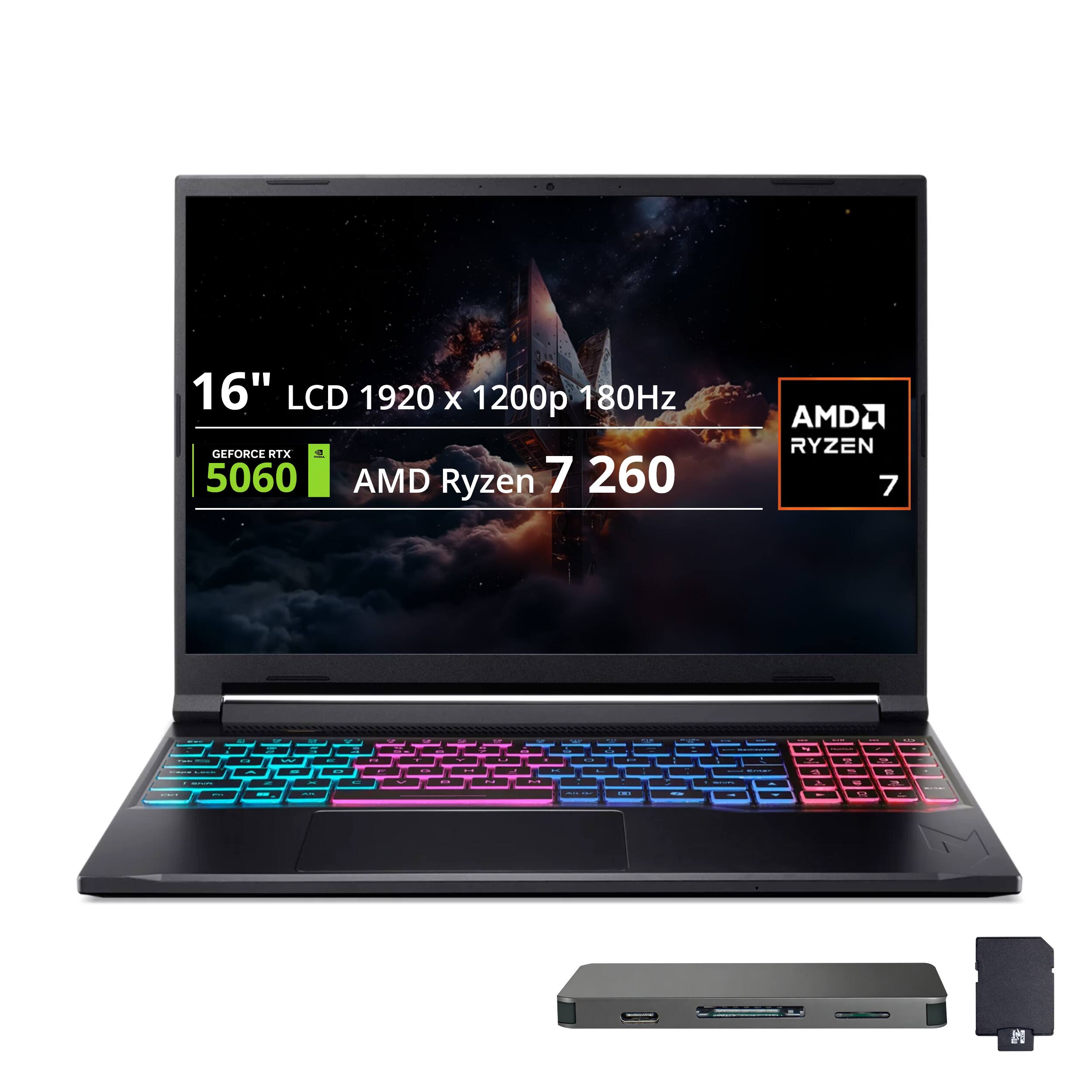 16" LCD 1920 x 1200p 180Hz GEFORCE RTX 5060 AMD Ryzen 7 260