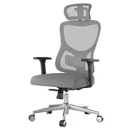 Ecooso - Ergonomic Mesh Reclining Office Chair with Adjustable Lumbar Support, Headrest and 3D Armrests - Gray