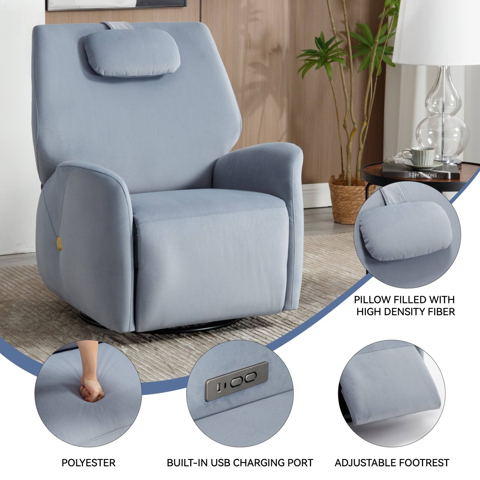SENTN PILLOW FILLED WITH HIGH DENSITY FIBER, 1100 POLYESTER, BUILT-IN USB CHARGING PORT, ADJUSTABLE FOOTREST