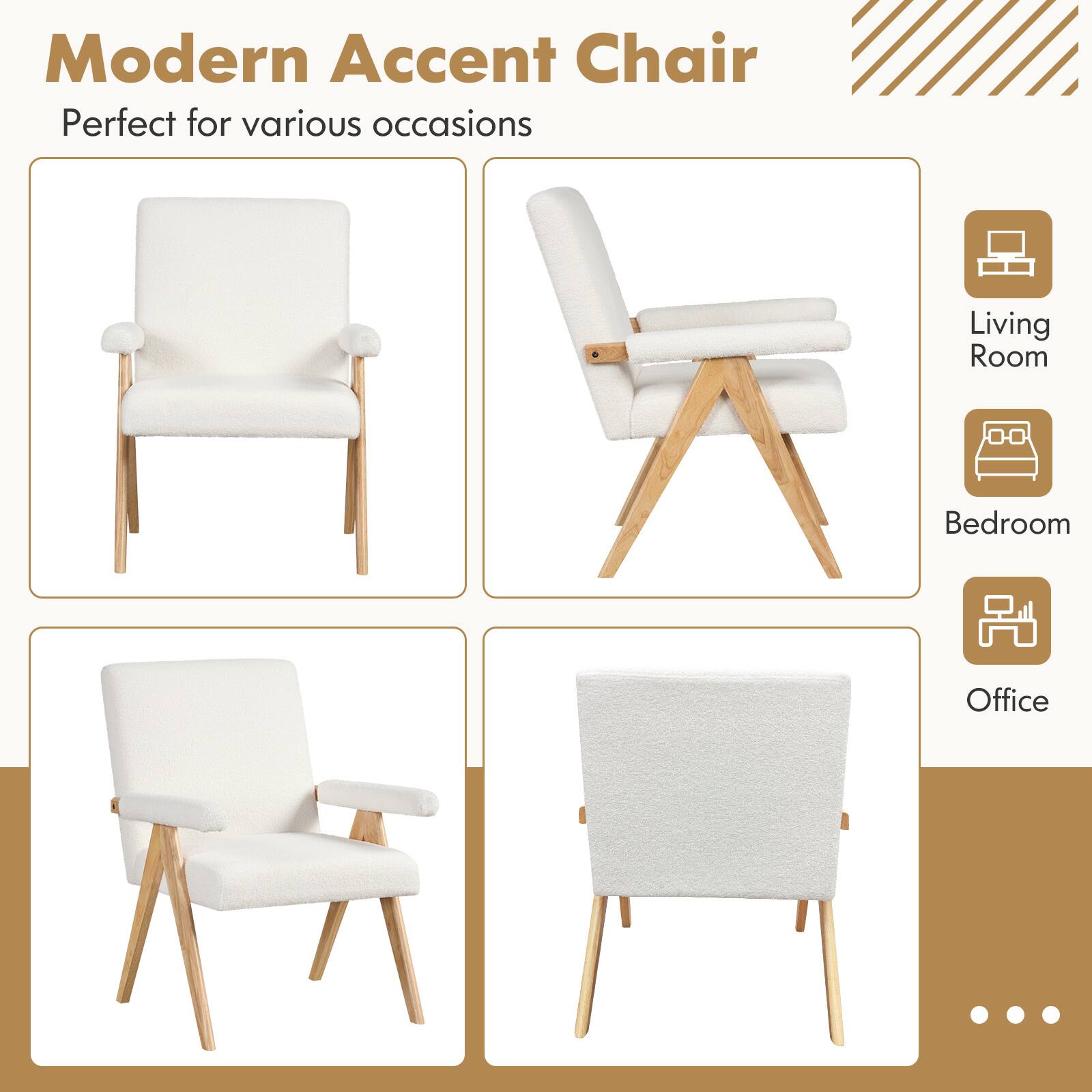 Modern Accent Chair  
Perfect for various occasions  
Living Room  
Bedroom  
Office