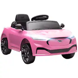 Qaba - 12V Kids Ride On Car, Licensed Ford Mustang Mach-E Electric Car w/Remote, 5 Speeds, LED Light, Music, Bluetooth