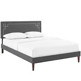 Modway - Josie Fabric Queen Platform Bed with Squared Tapered Legs - Gray